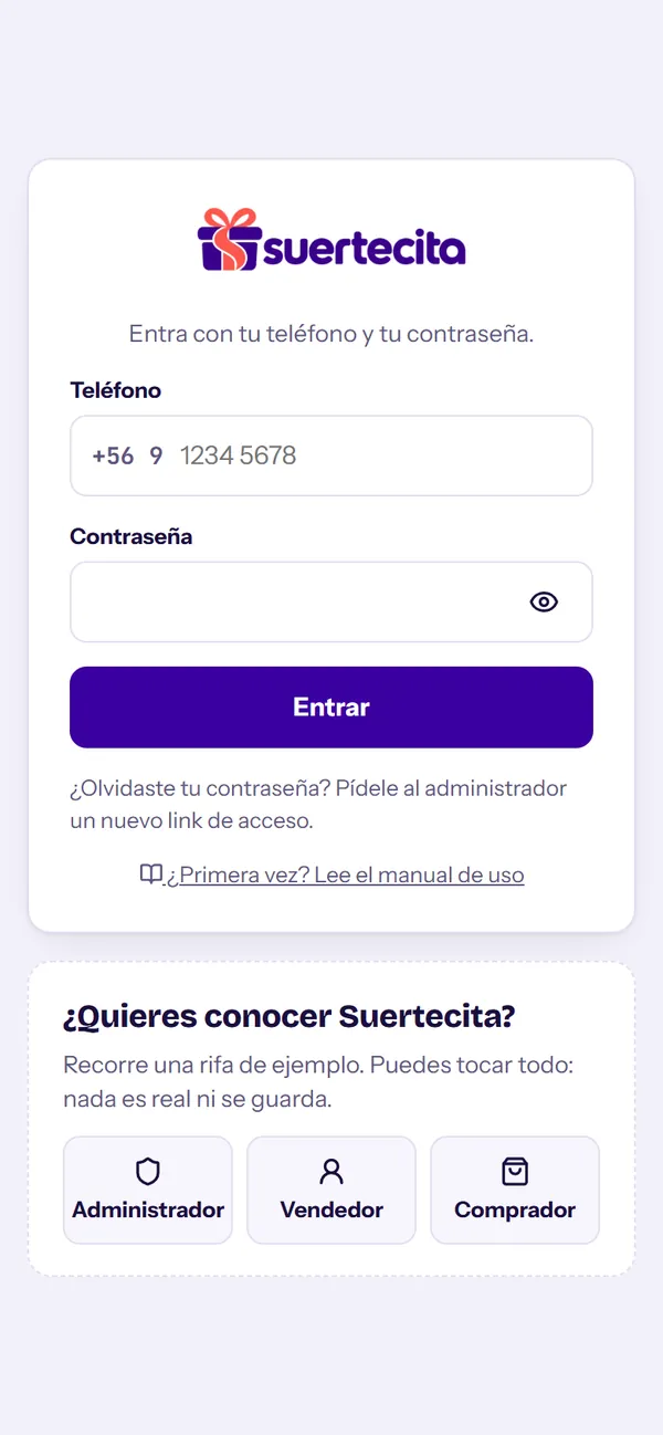 Ingreso con teléfono y contraseña