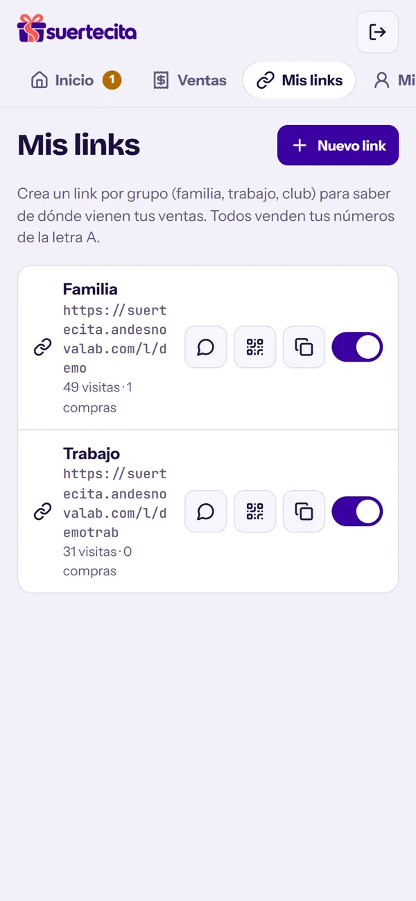 Tus links de venta